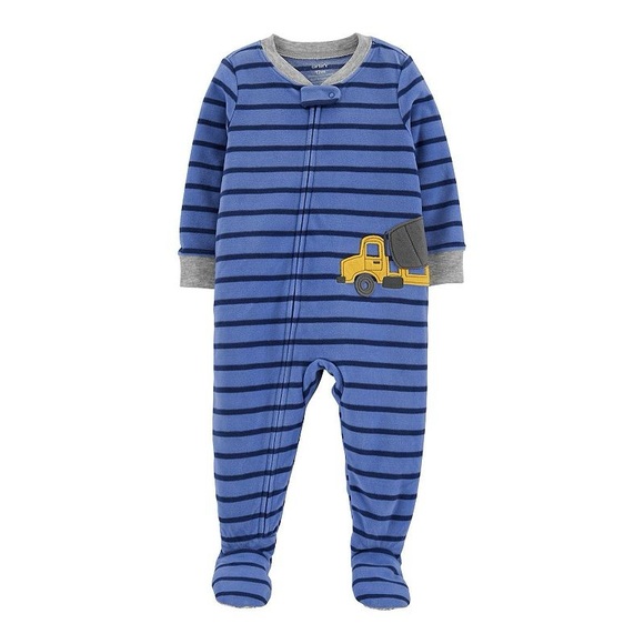 Carter's Other - Carter's Blue Striped Footie with Yellow Truck. Size 3T